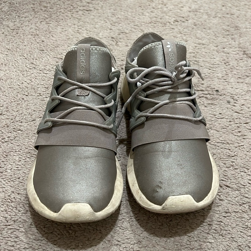 Adidas US 8 silver and metallic sneakers